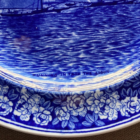 WEDGWOOD BLUE TRANSFERWARE PLATE RARE - Picture 3 of 5